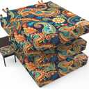 Bafode Patio Chair Cushions Set of 4, 18.5" x 16" x 3" Waterproof Outdoor Chair Cushions for Furniture, Seat Cushion with Ties, for Patio, Yard, Garden Dining Chair (Paisley Multi)