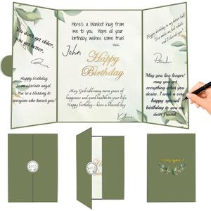 Green Birthday Gifts for Women Men, Happy Birthday Decorations, Birthday Cards for Women Girls, Happy Birthday Guest Sign in Book, Great Birthday Gifts Signing Card Board for Party Supplies