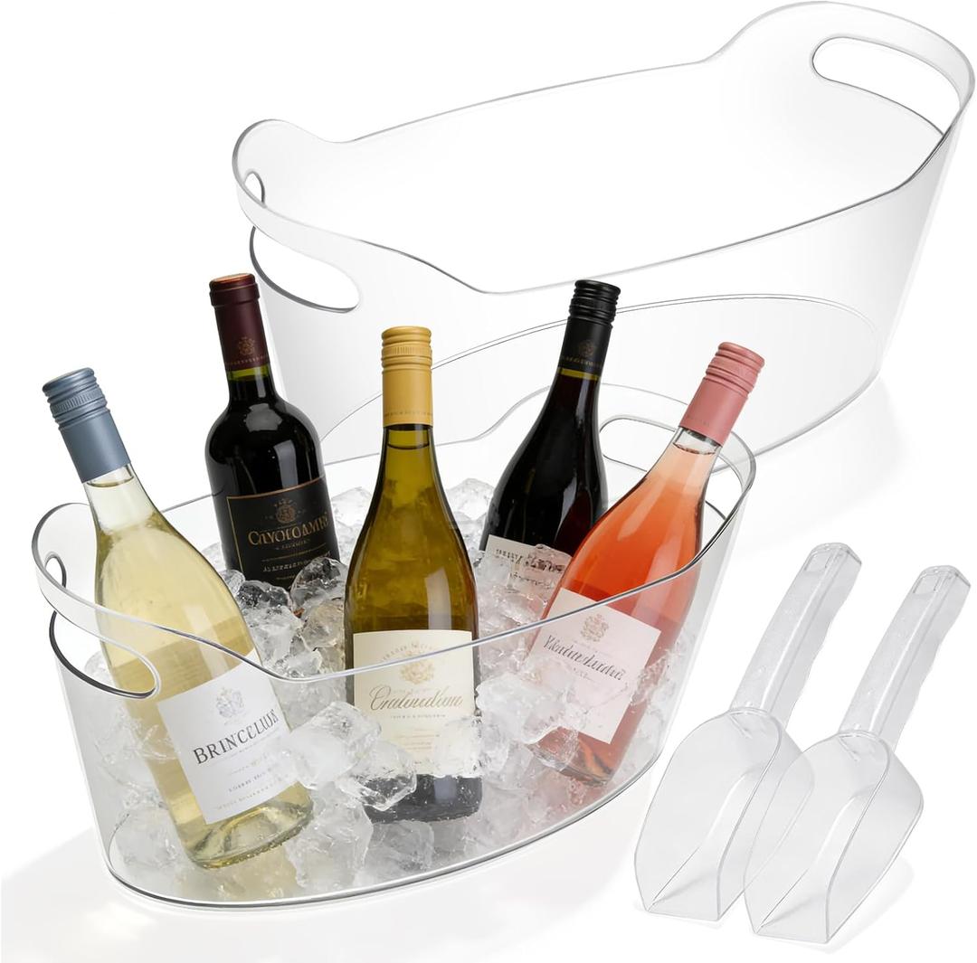 2 PCS Ice Buckets for Parties, 6.5L Large Ice Bucket, 1.7 Gallon Champagne Bucket with 2 Scoops, Beverage Tub Mimosa Bar Supplies for Champagne, Beer, Cocktail