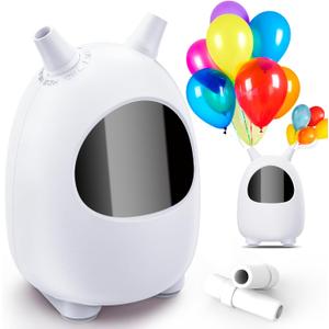 Electric Balloon Pump, Portable Dual Nozzle Electric Balloon Blower Pump, Electric Balloon Inflator for Decoration, Party Wedding Graduation (110V 600W) (White)