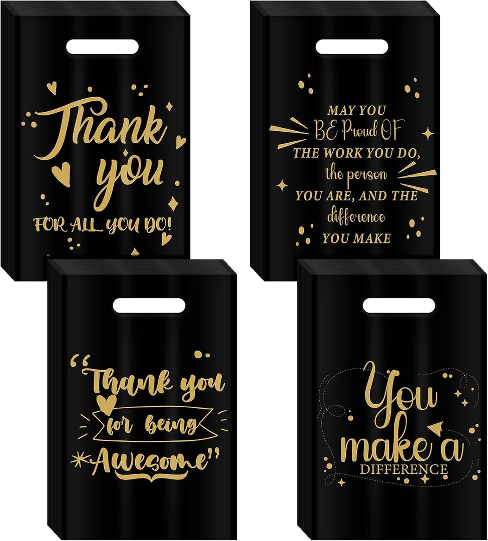 Aliceset 120 Pcs 2026 Thank You Gift Bags Employee Appreciation Gift Bags 11.8 x 7.8'' Plastic Merchandise Packaging with Handles Back to School Party Favors for Teacher Coworker