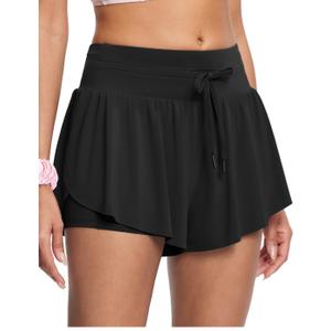 Womens 2.8" Swim Board Shorts High Waisted Slimming Quick Dry Stretch Swim Beach Trunk with Liner and 2 Pockets, Medium