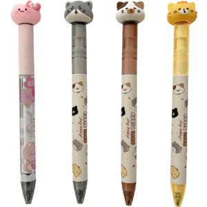 (4pcs) Cat Pens,fidget Spinner pen, 0.5 mm Gel Ink Pen, touch points for anxiety pen,Fidget Ball Stress Relief spinning pen for adults school office supplies gifts