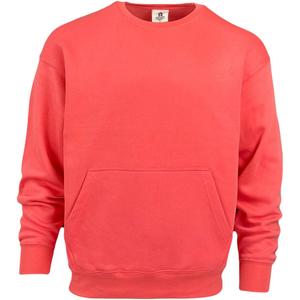 Homespun Ultra Soft 3-End Ringspun Cotton/Poly Fleece Pouch Pocket Crews (Medium, Coral)