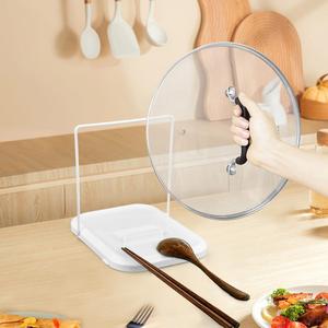 Versatile 2-in-1 Lid Holder & Spoon Rest for Kitchen Counter and Stove Top, Space-Saving Folding Design with Non-Slip Stability, Portable Cooking Utensil Organizer