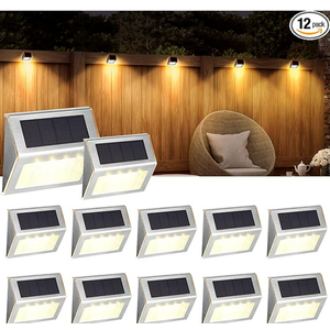 SOLPEX Solar Step Lights - 12 Pack Solar Powered Deck & Stairway Lights, Outdoor Fence Pathway Porch Garden (Warm White)