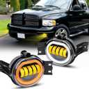 Led Fog Lights with Daytime Running Light & Turn Signal Light for 2002-2008 Dodge Ram 1500, 2003-2009 Ram 2500/3500 Pickup & 2004-2006 Durango - Bumper Driving Fog Lamps OEM Replacement(Amber)