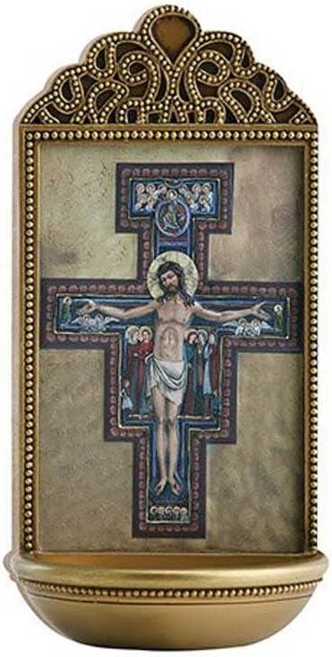 Christian Brands San Damiano Crucifix 6" Holy Water Font