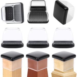 Ezprotekt 24 Pcs Chair Sliders for Carpet, Square Chair Glides for Carpet, Carpet Teflon Furniture Sliders Pads, Chair Leg Protectors Caps for Carpet - for Dining Table Chair, Black XL(Fit: 1.5"-2")