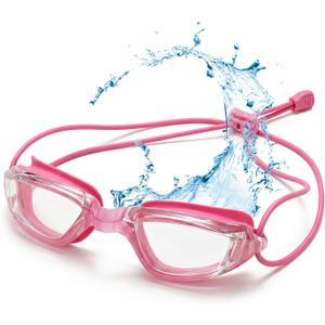 Aegend Swimming Goggles with Adjustable Bungee Strap, No Leak Anti-Fog UV Protection Mirrored Swim Goggles for Adults