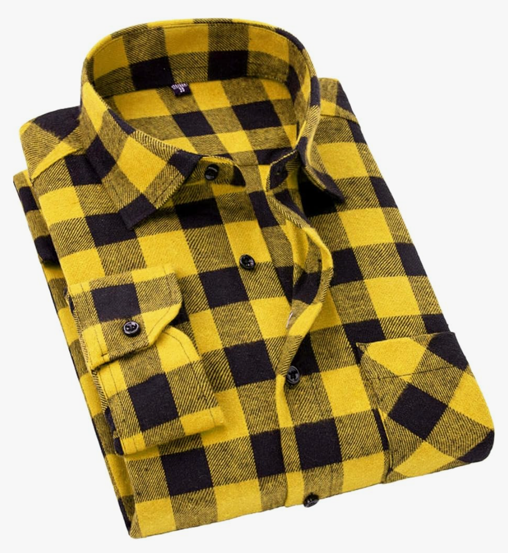 Cromoncent Men's Casual Plaid Flannel Long Sleeve Button Down Shirt Size 2XL