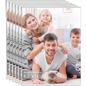 DZZ 8.5 x 11 frame,picture frames 8.5 x 11 High Transparent Photo Frame,Clear Acrylic frame,picture frames for wall, for Photo Poster Canvas Certificate Document Gallery,Set of 6