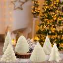 MTLEE 6 Pieces Christmas Soy Candles Scented Candles Winter Christmas Tree Cone Candles Home Decor Pinecone Candle Handmade Wax Candle for Bedroom Bathroom Party (White) (Small)