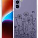 Compatible with Samsung Galaxy S24 & S25 Cases with Design, Cute Transparent Designer Phone Case for Women Girls Girly with Heavy Duty Protective Bumper (Clear Black Flower Bouquet)