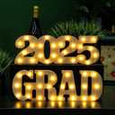 Graduation Decorations 2025-2 LED Long Marquee Light Up Letters 'Grad 2025' - Class of 2025 Graduation Party Decorations Sign for Kindergarten High School College Decor Table Centerpieces Ornaments