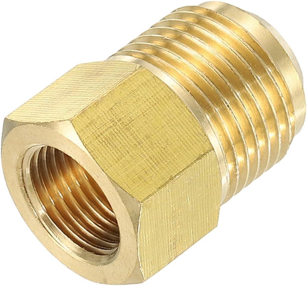 Brass Flare Tube Fitting Coupling Gas Adapter, 5/8" Male Flare x 3/8 Inch Female SAE Thread Pipe Connector Fit for air Conditioning HVAC Automotive Grills (Gold)