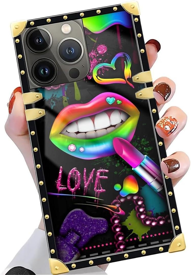 Case Compatible with iPhone 16 Pro Case, Luxury Soft TPU & Hard PC Back for Girls Women, Shockproof Protective Cover, Lipstick Lips