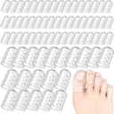 TrelaCo 70 Pcs Silicone Anti-Friction Toe Protector (20 Large + 50 Small) Breathable Silicone Toe Caps Soft Clear Gel Covers Protectors Guards for Women Men Corns, Blisters and Pain Relief (Transparent)