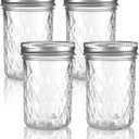 12 oz/350 ml Clear Glass Storage Canister with Airtight Lid, 4 Pack Cute Decorative Mason Container Jar for Salad, Overnight Oats, Snacks, Yogurt, Cereal, Fruit, Spice, Sugar, Coffee