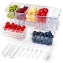 Chilled Condiment Tray Server with 5 Containers and Removable Compartments, Large Ice Chilled Condiment Organizer, Clear Garnish Serving Platter for Fruit, Salad, Food, Bar Accessories (1 Pack)