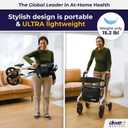 Drive Medical AeroWalk Ultra-Lite Rollator, 15.2 lb, 20" Seat Height, White | Foldable AeroWalk Rollator Walker with Seat Offers Lightweight Rolling Support for Women, Men and Seniors, 20" Seat Height