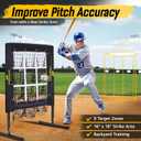 PodiuMax Baseball Pitching Net, 9 Hole Pitching Net with Strike Zone, 5 Adjustable Heights Baseball Throwing Net for All Ages, Heavey Duty Solo Trainer with Carry Bag for Backyard Practice