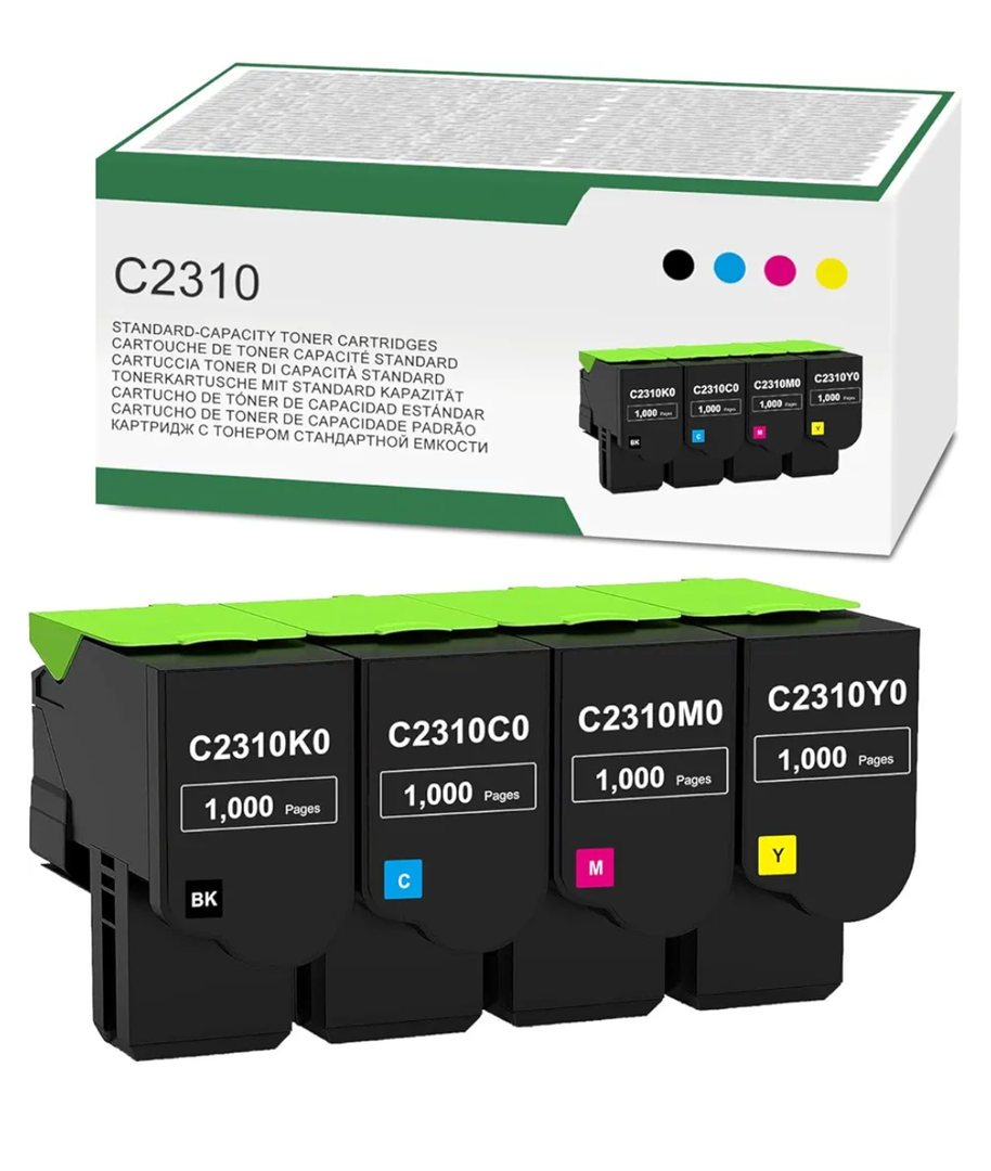 C2310 High Yield Black Cyan Magenta Yellow Toner Cartridge Replacement for Lexmark C2310K0 C2310C0 C2310M0 C2310Y0 for C2325 C2425 C2535 MC2325 MC2425 MC2535 MC2640 Printer