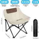 Ultralight Folding Camping Chair, 450 lbs Capacity, Off-white, Solid, Adult, Outdoor, Beach, Lawn, Campground