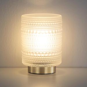 Battery Operated Lamp with Timer, Small Battery Powered lamp for Bedside, Cordless Table Lamps with LED Warm Bulb, Wireless Lamp for Entryway/Dorm/Office/Patio/Living Room Decor-Frosted White