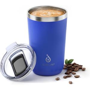 Ideus 20 oz Tumbler, Travel Coffee Mug with Splash Proof Sliding Lid, Double Wall Stainless Steel Vacuum Insulated Coffee Mug for Home and Office, Keep Beverages Hot or Cold, Peacock Blue