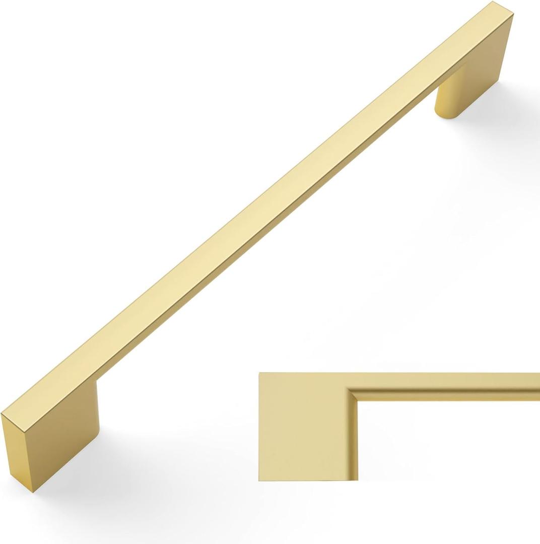 Amerdeco 10 Pack Brushed Gold Cabinet Pulls 6.25 Inch(160MM) Hole Centers Kitchen Cabinet Handles Cabinet Hardware Kitchen Handles for Cabinets Cupboard Handles Drawer Pulls ZH0060
