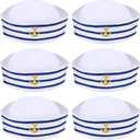 6 Pieces Sailor Captain Navy Hat Blue with White Sail Hats for Kid Navy Costume Dressing Up Party Accessory(Classic Style)