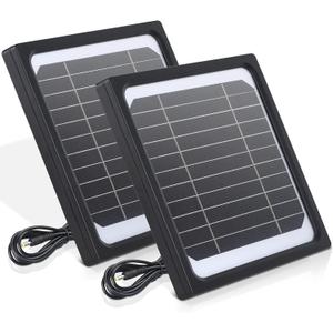 5W 12V Solar Panel for Trail Camera - Waterproof Solar Charger Kit with 5200mAh Battery, Compatible with Game Camera, Hunting & Wildlife Monitoring (2 Pack)
