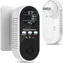 5-in-1 Carbon Monoxide Detectors Plug in with Battery Backup  Natural Gas, Propane & CO Alarm with Dual Sensor, Temperature & Humidity Display for Home, RV, Travel, 1 Packs