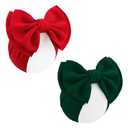 7'' 2PCS Green Hair Bows Christmas Hair Accessories Newborn Headband Baby Girl Christmas Outfit Red Headbands for Girls Xmas Clothes