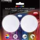 Xtreme 2pk Round LED Tap Puck Lights: Multi-Color Touch Control for Versatile Lighting