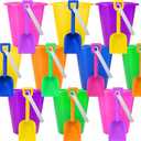 12 Sets 5.5" Sand Buckets and Shovels for Kids Bulk (12 Pack) Small Beach Bucket for Summer Outdoor Sand Toys, Party Favors, Basket Stuffers, End of Year Student Gifts from Teacher