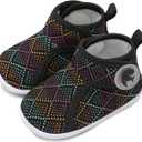 FEETCITY Lightweight Baby Sock Shoes Baby Walking Shoes Boys Girls Infant High-Top Shoe 12-18 Months (Grey White)