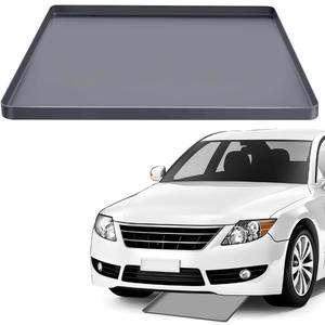 Under Car Oil Spill Mat Oil Drip Pan, 34x22in Garage Floor Mat Drip Tray, Soft Silicone Pad with Raised Edge, Liquid Drain Pan Catcher Automotive Tray, Driveway Pad Liquid Leaks Non-Slip No Splatter