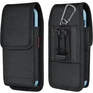 ACCKUO Phone Holster for Belt with Metal Clip and Magnetic Closure Compatible with iPhone 17 Air, 16/15/14/13/12 Pro Max, Galaxy S26/S25/S24/S23/S22 Plus & FE for Everyday Protection, L-Black