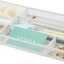 Annova Desk Drawer Organizer Tray for Office Organization - Metal Mesh - Storage Tray with Dividers for Pens, Desktop Accessories, Bathroom, Kitchen, Makeup and Office Supplies (Small, White)