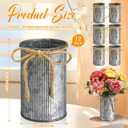 Rustic Vase for Table Centerpieces 4.33 Inch Small Petite Flower Vase with Twine Bow Vintage Farmhouse Decor for Wedding Reception Dining, Home Galvanized Metal Buckets(Iron Color,12 Pcs)