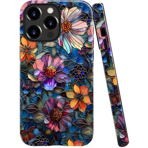 Case Compatible with iPhone 11 Pro Max, Fall Prevention Bright Hybrid 2-Layer Hard Shell Phone Case for Girls Boys, Colorful Floral Flower Art