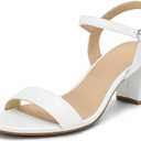 Mysoft Women's Low Heels Open Toe Ankle Strap Block Chunky Heels Sandals Comfortable Classic Dressy Wedding Party Event Shoes, Size 7