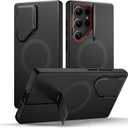 SURITCH for Samsung Galaxy S24 Ultra Phone Case, Magnetic Protective Cover with Camera Cover & Adjustable Metal Kickstand for Galaxy S24 Ultra (2024)-Black