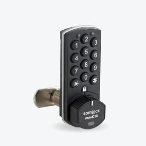 miniK10 Standard Electronic Cabinet Lock  12-Button Keypad, 10-Year Battery Life, IP54 Waterproof Rating, Compact Design, Surface & Flush Mount, Black/White