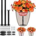3-Pack Adjustable Plant Risers for Inside Pots, 7"-22" Metal Plant Riser/Lifters for Pots Outdoor & Indoor, Tall Square Round Taper Planters, Planter Insert 6"/8"/10" Base & Top, Black