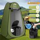 Portable Toilet Kit, Camping Toilet with Pop-Up Privacy Tent and Poo Gel Toilet Bags, Washable Portable Outdoor Showers Changing Rooms, Black Toilet and Green Tent