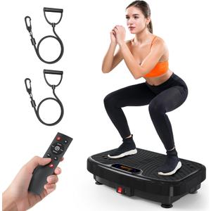 Vibration Plate Exercise Machine, Vibration Plate Platform for Lymphatic Drainage, 200 Adjustable Speeds Power Shaping Vibrating Plate Helps Weight Loss, Shaping, Max Weight 450 Lbs (Black)