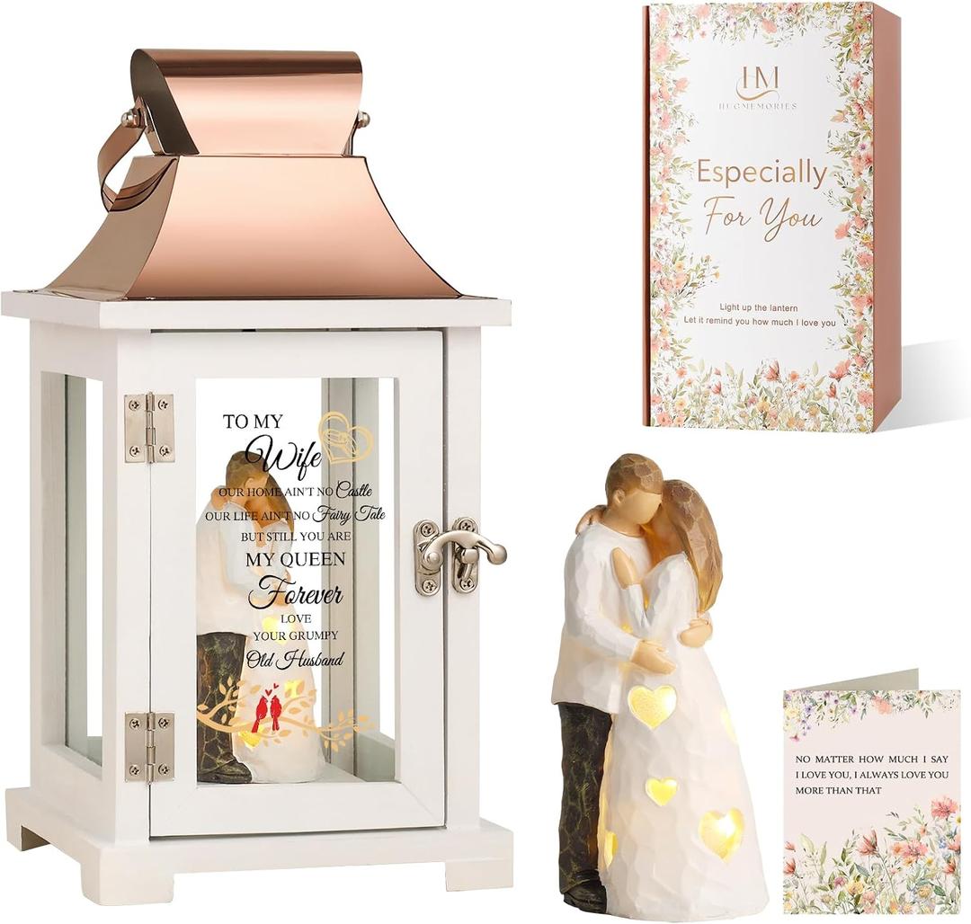 Birthday Gift for Wife, Birthday Gift for Her, Romantic Wife Gift from Husband, Christmas Valentine's for Her, Best Couple Lantern with Figurine